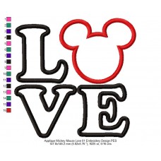 Applique Mickey Mouse Love 01 Embroidery Design